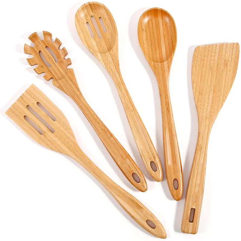 

5 pieces kitchen bamboo shovel set non-stick pot spatula