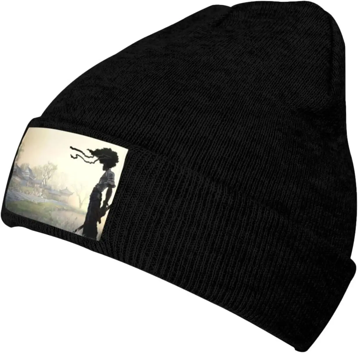 

Afro Samurai Knit Hat Winter Ski Warm Knitted Caps Plain Cuffed Beanie for Men Women Black