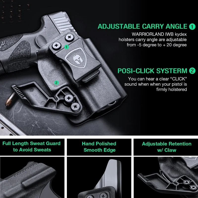 Кобура IWB Kydex с когтями подходит для Sig Sugar P320 M18/M17 полноразмерные