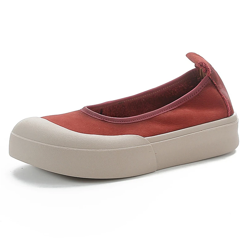 

Woman Shoes 2023 New Retro Genuine Leather Shallow Comfortable Ladies Leather Shoes Round Toe Loafers Light Girls Flats Casual