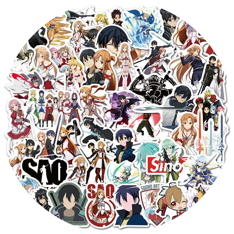 

50Pcs Sword Art Online Anime Stickers Cartoon Stickers DIY Laptop Car Luggage Waterproof Doodle Decorative Sticker Wholesale