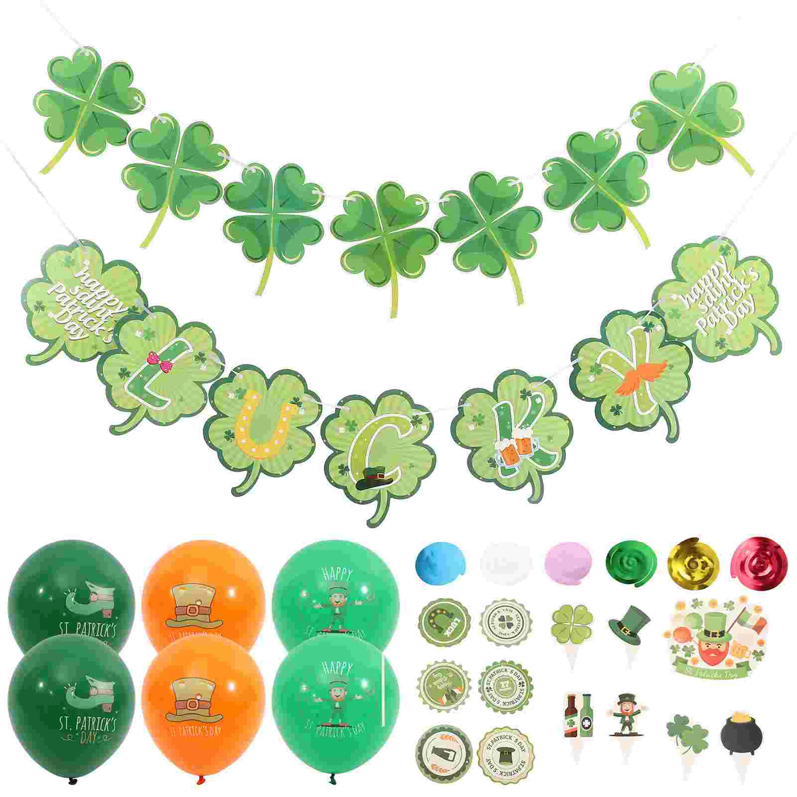 

Party Day Patrick Banner St Patricks Shamrock Decoration Hanging Swirl Green Lucky Supplies Garland Dessert S Ornaments Cupcake