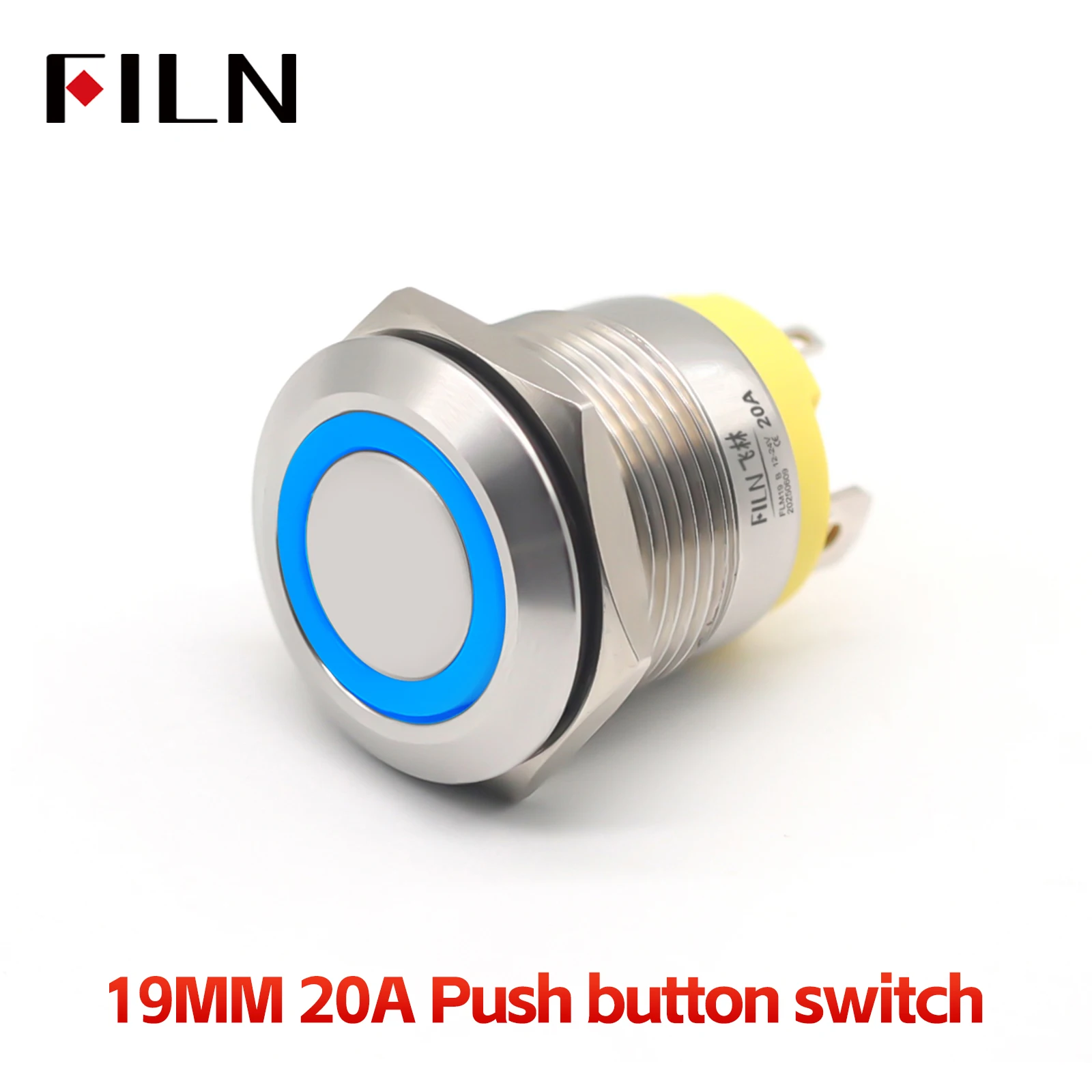 

19 мм 20 А сильноточный металлический кнопочный переключатель 12 В 24 В 110 В 220 В IP68 водонепроницаемая нержавеющая автомобильная морская промышленная панель управления