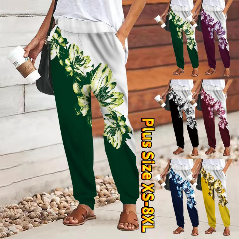 

Waist Print Graphic Comfort Full Length Casual Weekend Casual Sporty Trousers Mid Waist Loose Fit Women's Sweat Elastic Pants