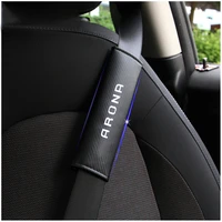 for seat arona car safety seat belt harness shoulder adjuster pad cover carbon fiber protection cover car styling 2pcs