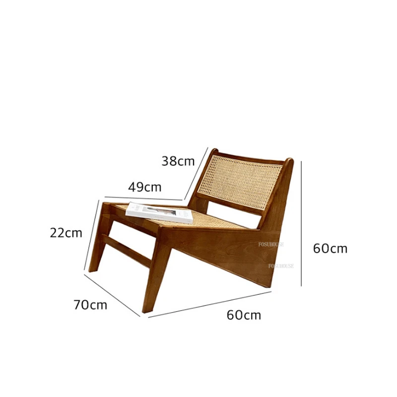 Японский ротанговый стул для гостиной с деревянной спинкой, дизайнерский диван-кресло для дома, северная мебель, одноместное ленивое.