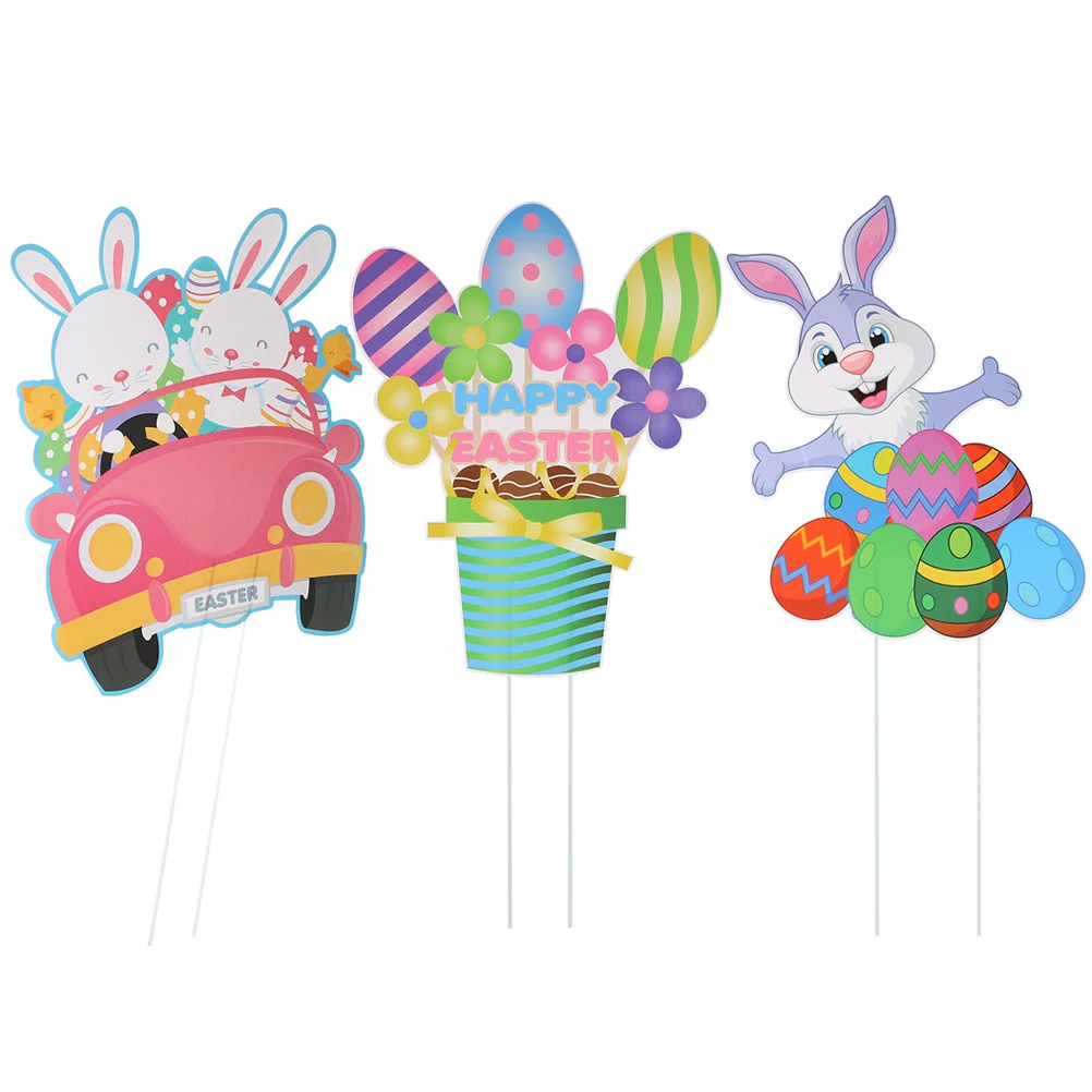 

Easter Lawn Yard Signs Eggs Decorations Supplies Bunny Outdoor Stake Holiday Decor Party Garden Flag Decoration Sign Ornaments