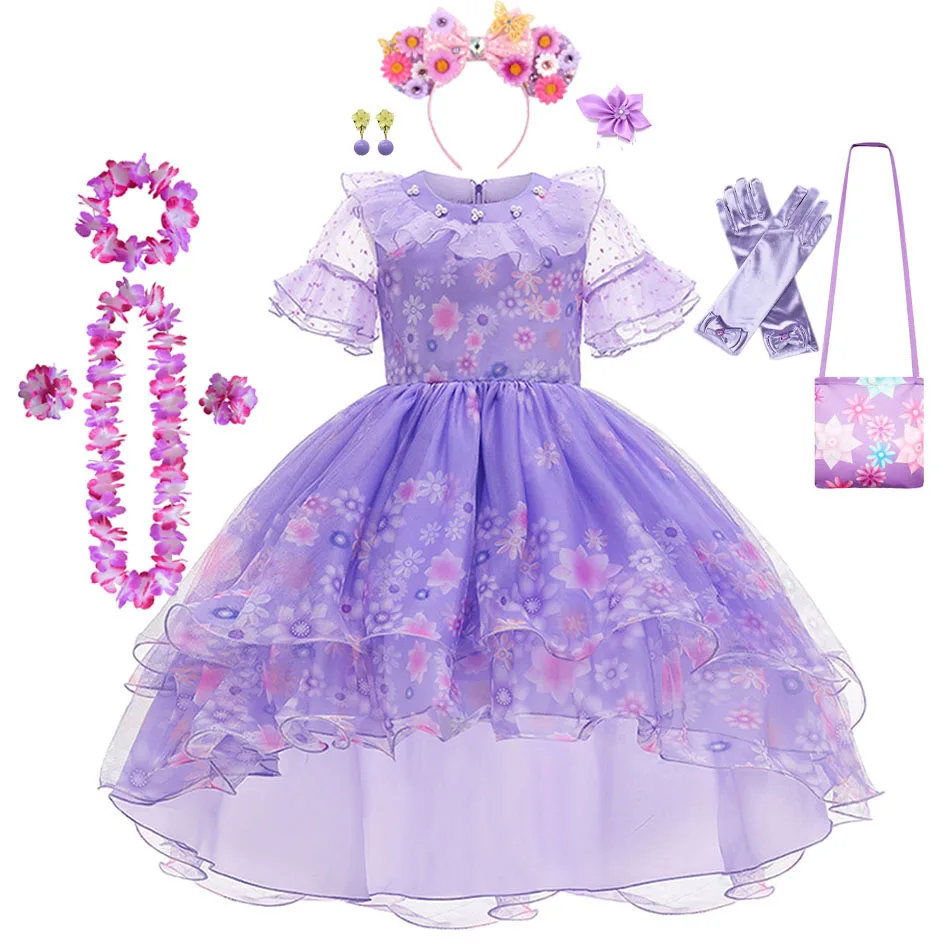 New Disney Encanto Charm Isabella Madrid Animation Costume Girls Princess Dress Halloween Carnival Cosplay Costume for Girl 2022