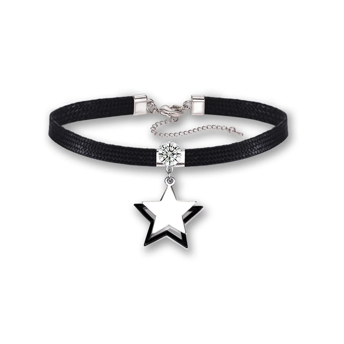 

Fashion Black Leather Rope Choker Pentagram Clavicle Chain for Women Sexy Belt Black Star Collar Neck Jewelry for Party