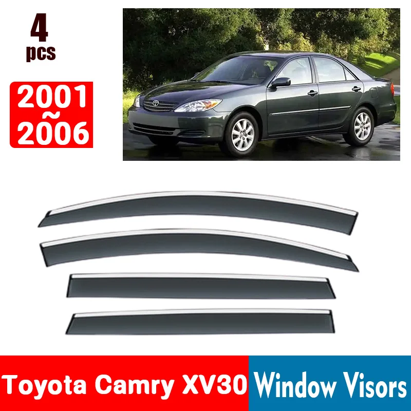 FOR Toyota Camry XV30 2001-2006 Window Visors Rain Guard Windows Rain Cover Deflector Awning Shield Vent Guard Shade Cover Trim