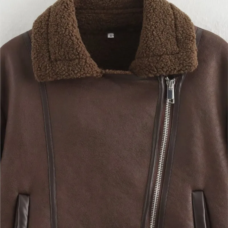 TRAF женская осенняя двусторонняя короткая куртка для повседневного кармана