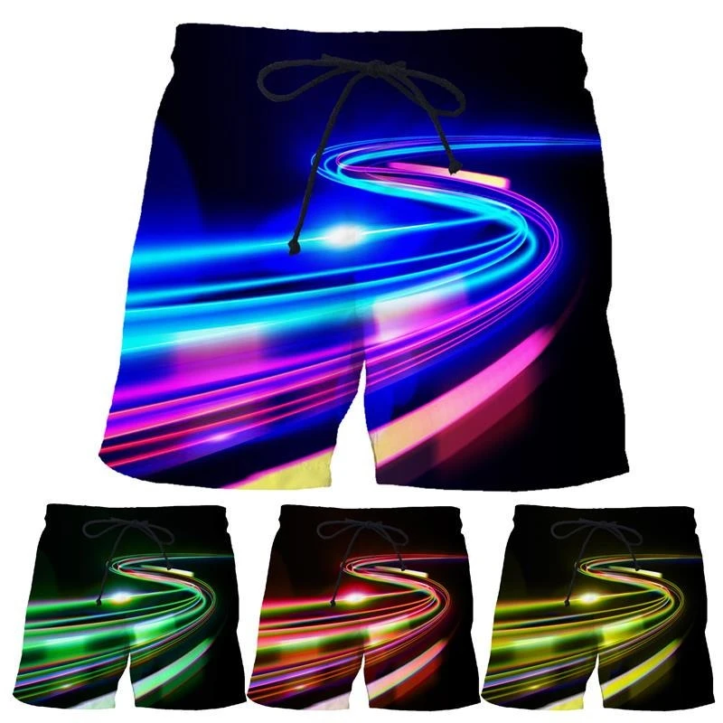 New Fashion Beach Shorts 3D Print Colored Sunlight Shorts Casual Pants Running Shorts Man Shorts Quick-drying Breathable Pants