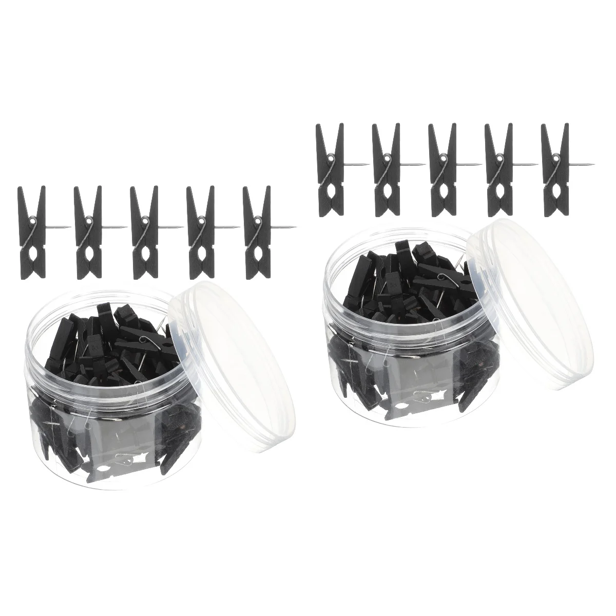 

100 Pcs Push Pins with Wooden Clips Pushpins Tacks Thumbtacks Wood Clothespins Craft Pegs Clips