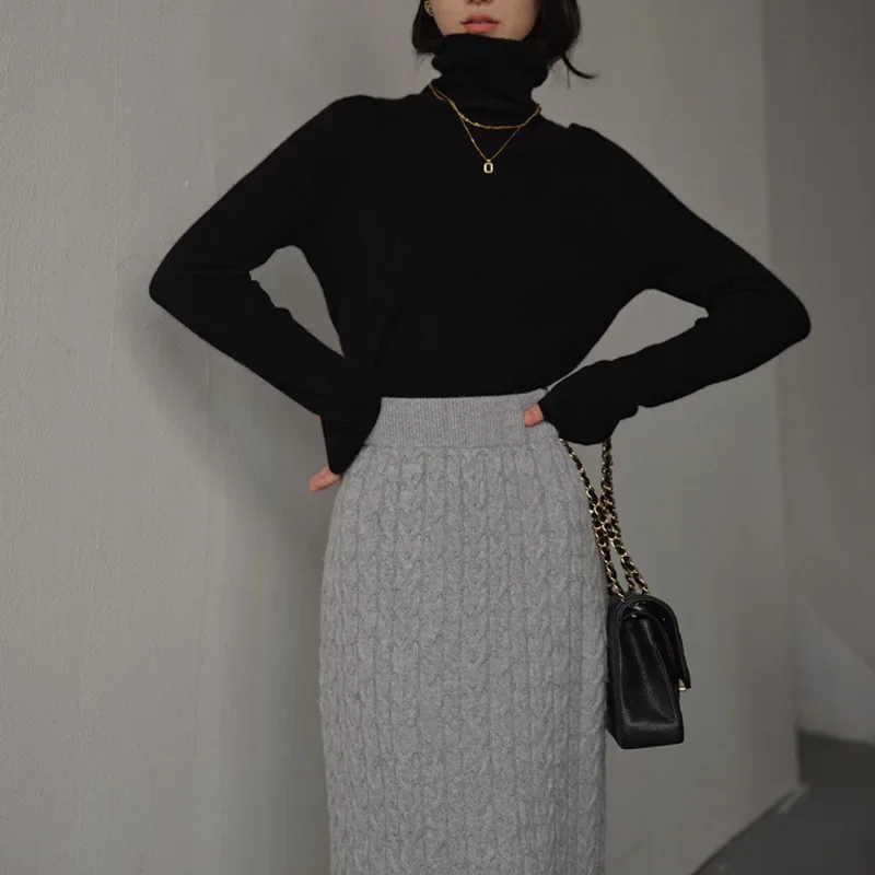 Модный внутренний свитер поло/черепашкового воротника женский осенне-зимний