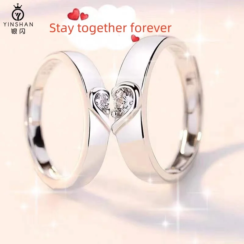 

925 sterling silver pair of rings, a pair of rings for lovers, a pair of men's and women's rings, adjustable proposal gifts