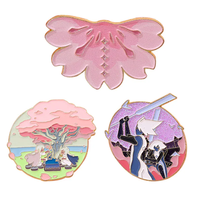 

Fashion Cartoon Women Brooches Cute Hard Enamel Lapel Pin Pastel Cherry Blossoms Brooch Medal Flowers Decoration Badge Jewelry