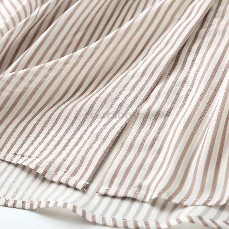 Новинка 2022 осенняя блузка Garaouy Женская темпераментная винтажная полосатая