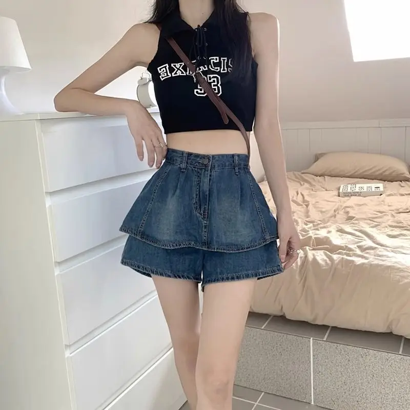 Y2k Skirt For Women 2023 Summer Sexy Mini Denim Skirt Ladies Shorts Jeans Pants Casual Korean Style Female A line Puffy Skirt