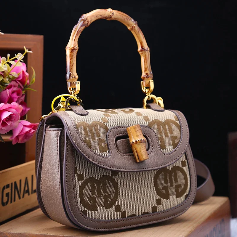 

Casual Women's Bag 2022 New Famous Designer Bamboo Handbag Fashion Luxury Single Shoulder Messenger Bag Women Leather Handba