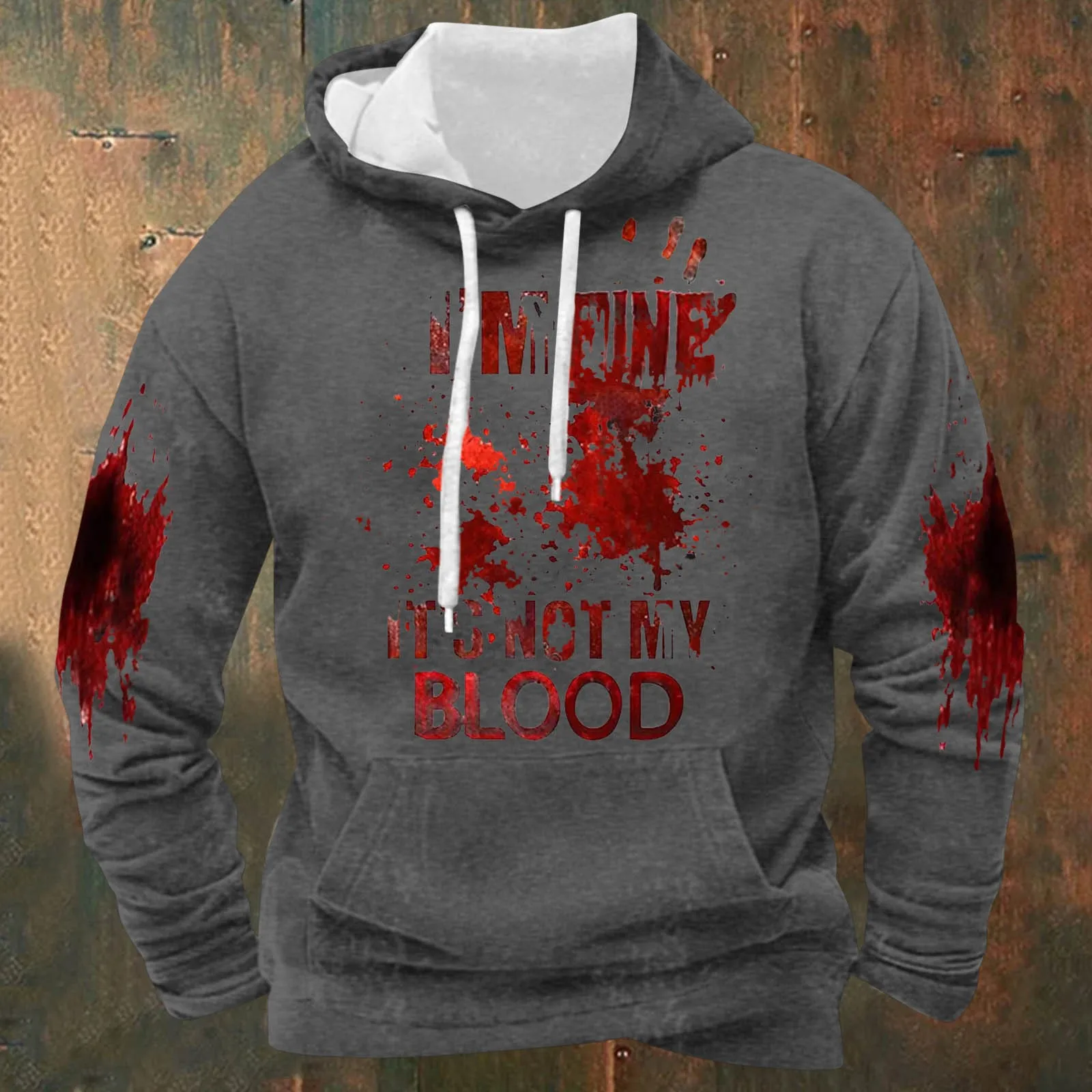 

Male Autumn And Winter Festival Sweatshirt Long Sleeve Hooded Full Print Top Autumn Spring Exercise Jumper