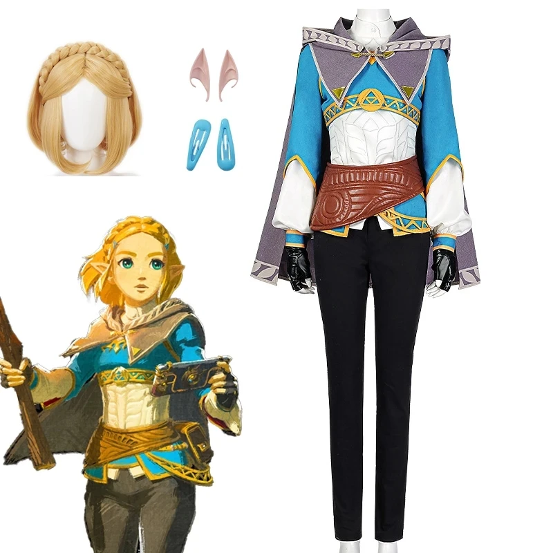

Костюм принцессы Зельды для косплея, наряды с плащом и надписью «Легенда о короне слез», Женский комплект одежды на Хэллоуин, карнавал