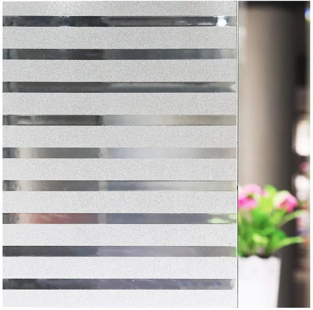 

Window Films Non-adhesive Office Glass Film Static Cling Window Film Privacy White Stripe For All Kinds of Smooth Glass Surface