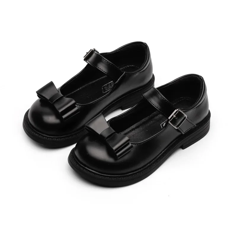 

Girls Leather Shoes British Style Fashion Bow-knot Kids Oxfords Children Formal Leather Shoes for Wedding Performance Black Soft