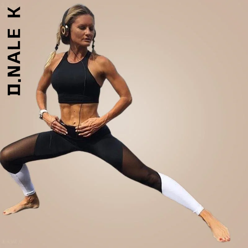 

D.Nale K Women Fashion Seamless Fitness Yoga Leggings Splicing Color Leggings Clothing Tights Yoga Pants Sports Leggings Female