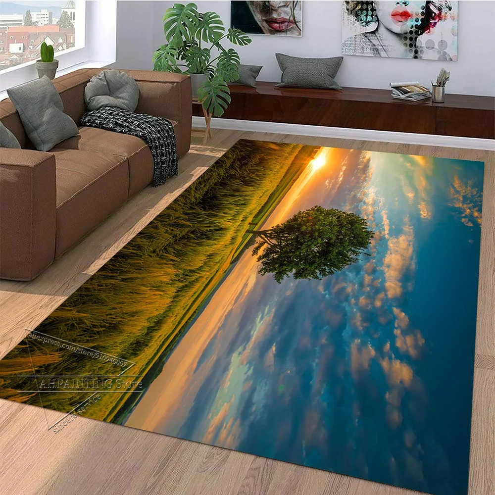

Natural Landscape Carpet,sunset Tree Sunflower Scenery 3d Carpets Living Room Large Size Soft Rug Modern Home Decor Floor Mat