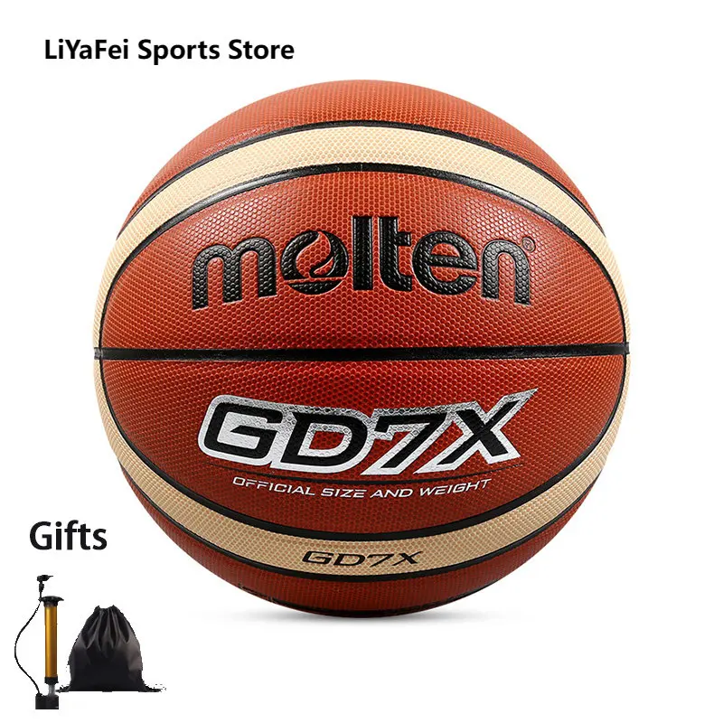 Molten Size 6 7 Standard Basketbals GD7X Women Man Indoor Training Match Basketballs PU Soft Touch Ball Free Air Pump Bag