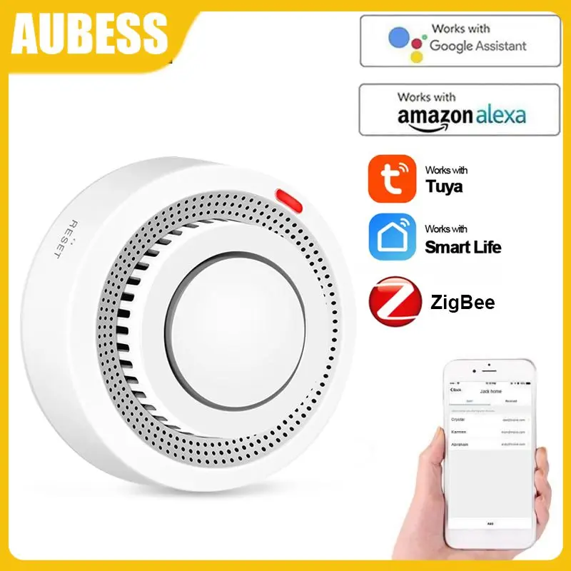 

Fire Voice Alarm Zigbee Tuya Zigbee Sound Alarm Home Kitchen Security App Push Notifications And Control Wireless Smoke Sensor