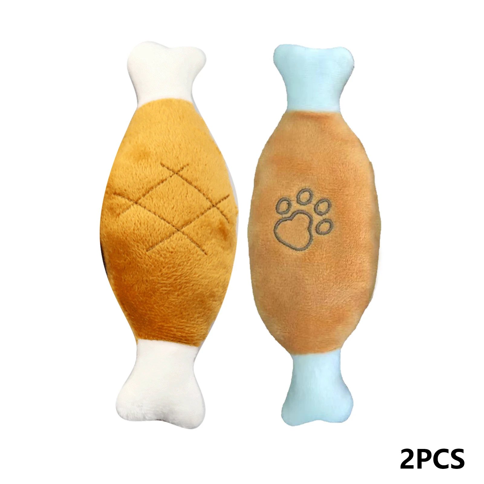 

2pcs Bite Resistant Chicken Drumstick Shape Soft Plush Interactive Funny Dog Squeaky Toy Reduce Boredom Pet Supplies Puppy Gift