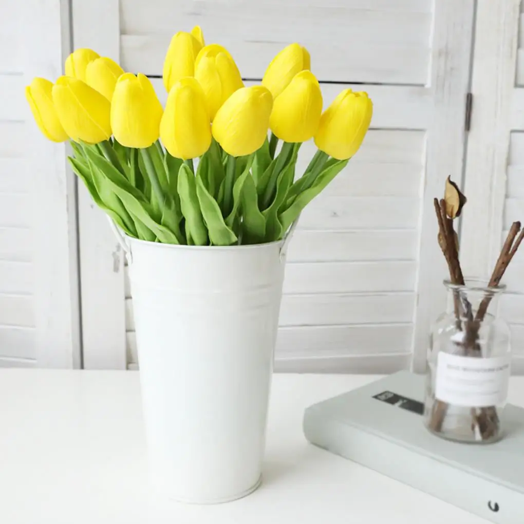 

10pcs Artificial Tulips DIY Photography Prop Artificial Bouquet Real Touch Fake Flower for Wedding Home Table Decoration