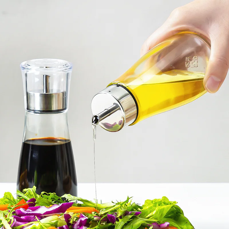

Glass Oil Pot with Stainless Steel Nozzle Glass Oil Pot Transparent with Lid Soy Sauce Vinegar Seasoning Bottle