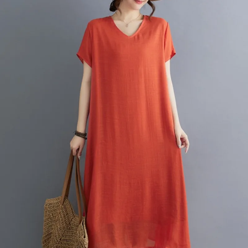 Летнее асимметричное платье-трапеция #3942 свободное тонкое однотонное пляжное