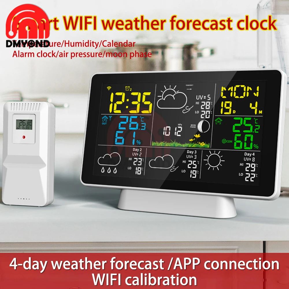 

Wireless WIFI Graffiti Intelligent Multifunctional Temperature Humidity Alarm Clock Weather Clock Forecast Wind Speed Gauge