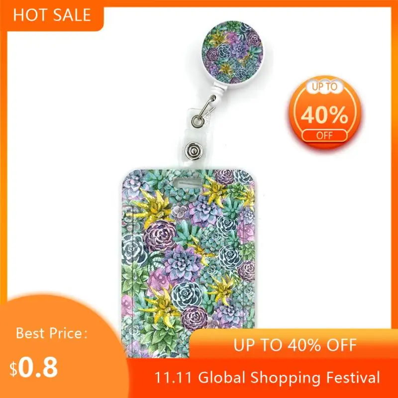 

Succulent plants flowers Card Holder Women Men Business Lanyard Badge Card Case Women Card Cover Student Lanyard ID Name Card