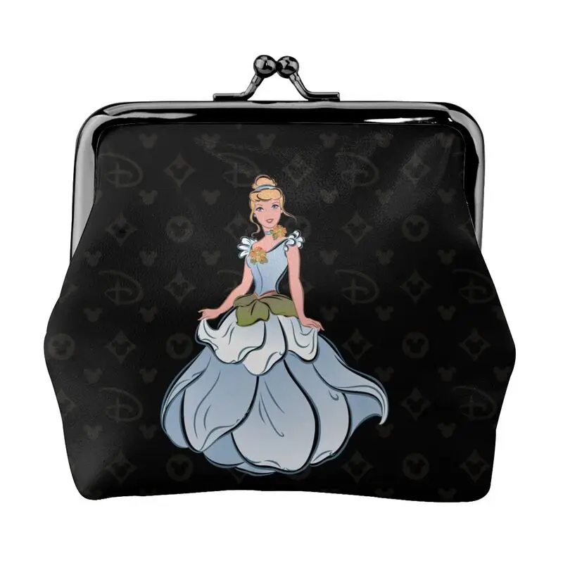 

Disney Brand Bag New Woman Cartoon Print Leather Kiss Lock Coin Purse Design Short Wallet High Quality Girl Clutch Card Holder