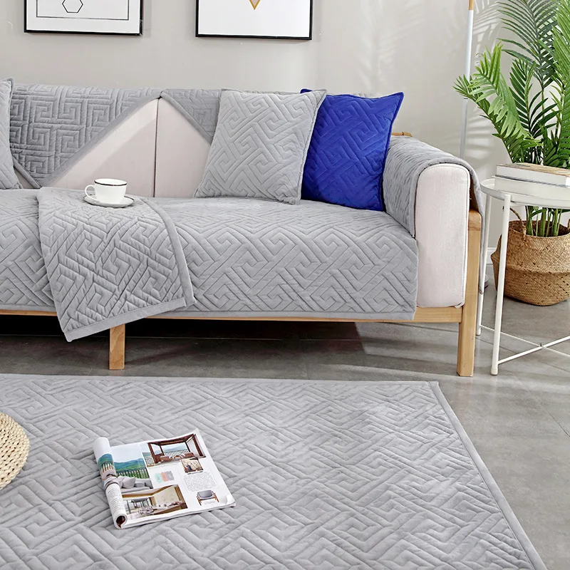 

Стеганое нескользящее покрывало для дивана, универсальный Бархатный Чехол на угловой диван, шезлонг для гостиной