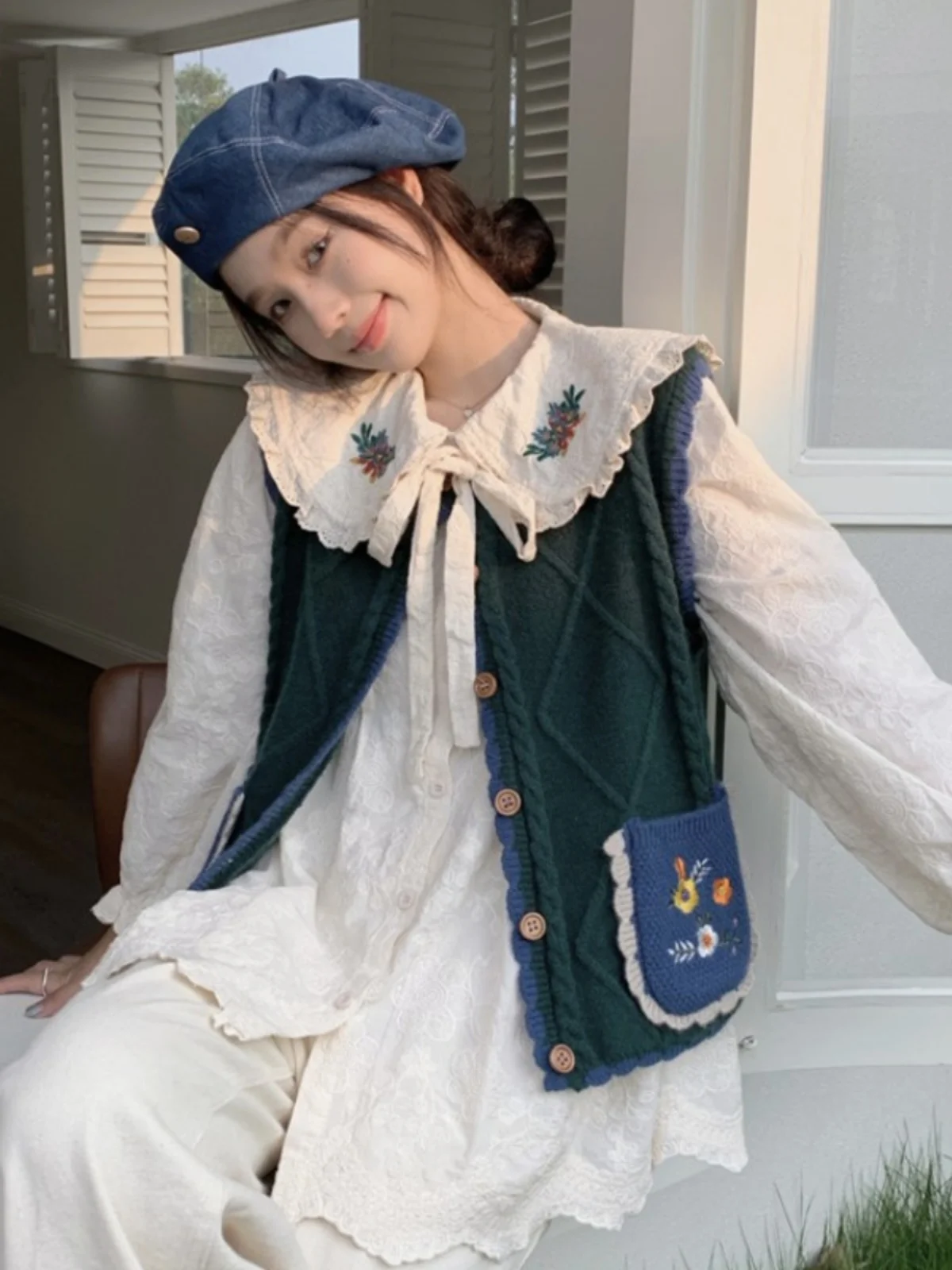 Большие размеры Mori Look Sweet Doll Face Рубашки с длинными рукавами Женские осенние