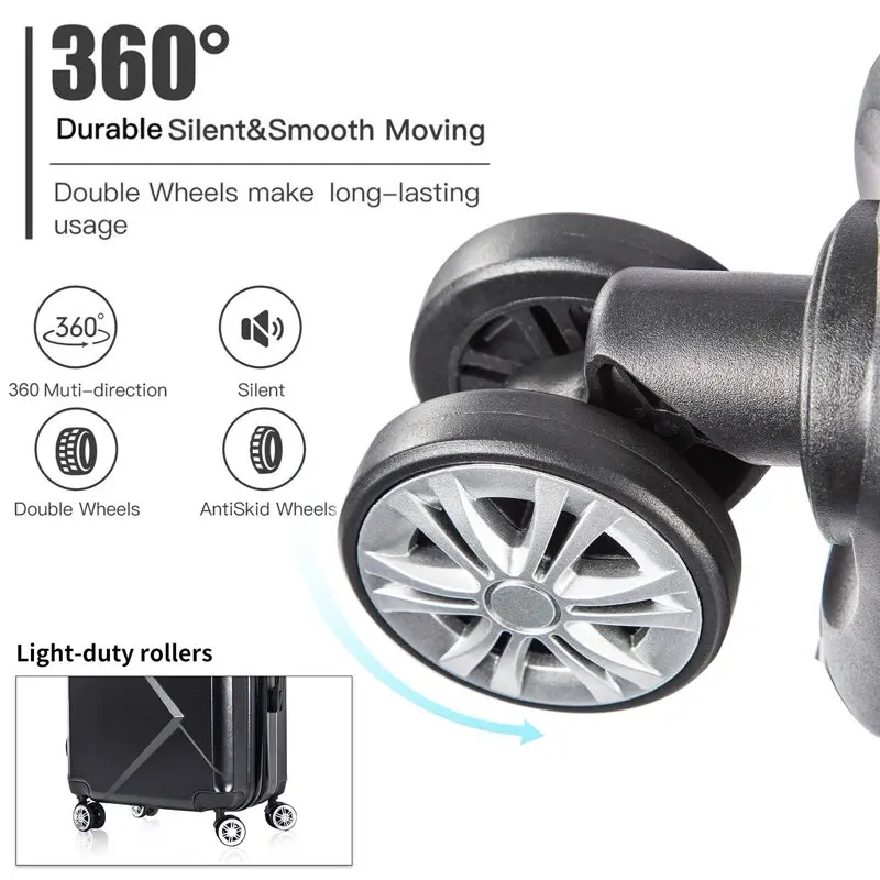 20 Inch Carry On Luggage, Travel Suitcase with Spinner Wheel, Black