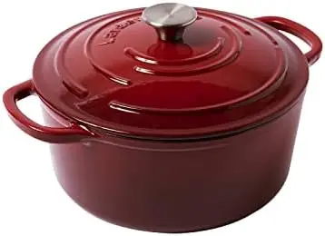 

& Vine Enameled Cast Iron Dutch Oven With Lid - Nonstick, Handles, Dome Lid, Oval Dutch Oven for Bread Making - 8QT/7.5L -