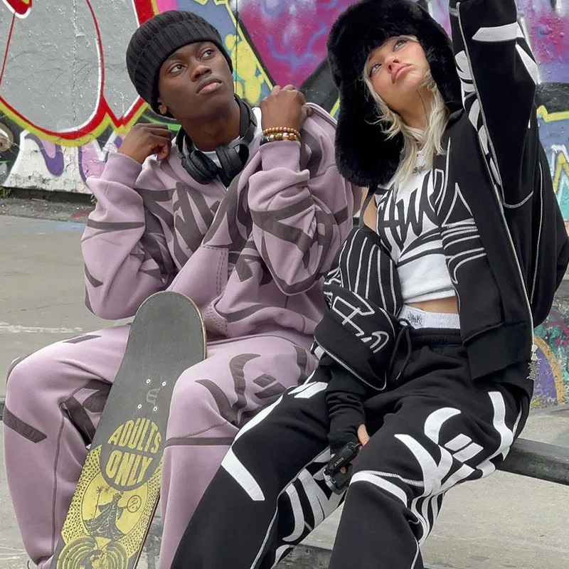 

2000s Autumn Y2k Hoodies Graphic Pullovers Hot Harajuku Funny Hooded Women Men Zipper Jacket Gothic Sweatshirt Clothing 한국