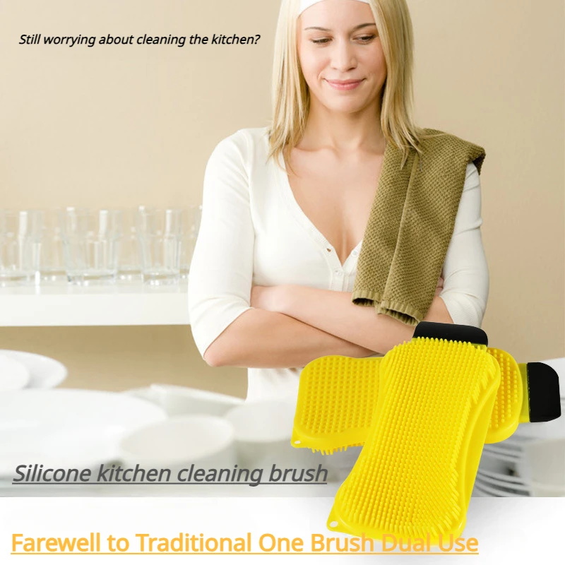 Кухонный инструмент для мытья посуды, щетка из губки, силиконовая щетка для мытья посуды, щетка для мытья, губка, скребок с дозатором мыла Кухонный инструмент для мытья посуды, щетка из губки, силиконовая щетка для мытья посуды, щетка для мытья, губка, скребок с дозатором мыла