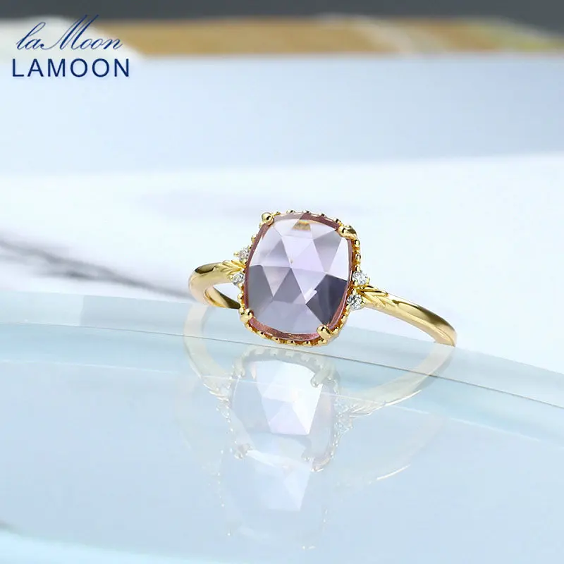 

GULUCA Natural Amethyst Ring For Women Gemstone Ring 925 Sterling Silver Gold Plated Vintage Wedding Japan Style RI181