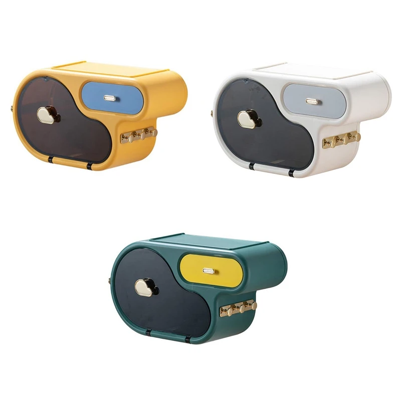 

Wall Mounted Toilet Paper Holder Punch Free Waterproof Paper Storage Organizer Tissue Paper Box for Bathroom