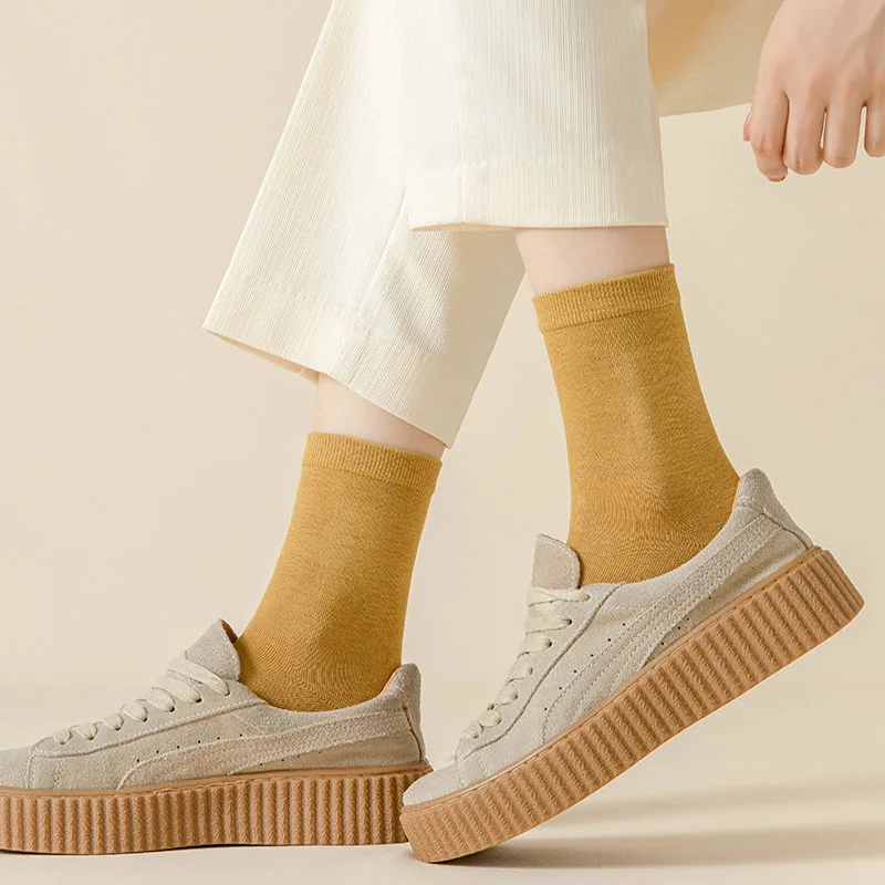 Women's Cotton Socks Cute Solid Breathable Sock Fashion Comfortable High Quality Short Sokken for Girls High Quality Calcetines