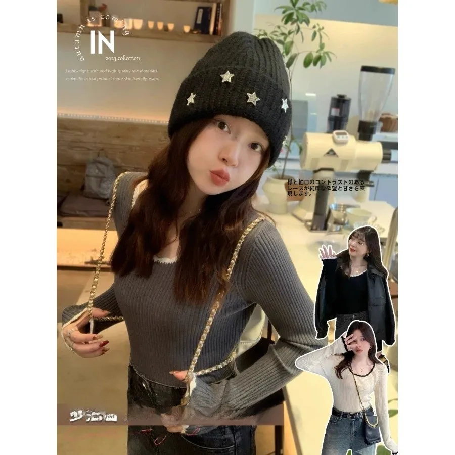 Женский вязаный базовый свитер 2024 осень и зима новая внутренняя одежда