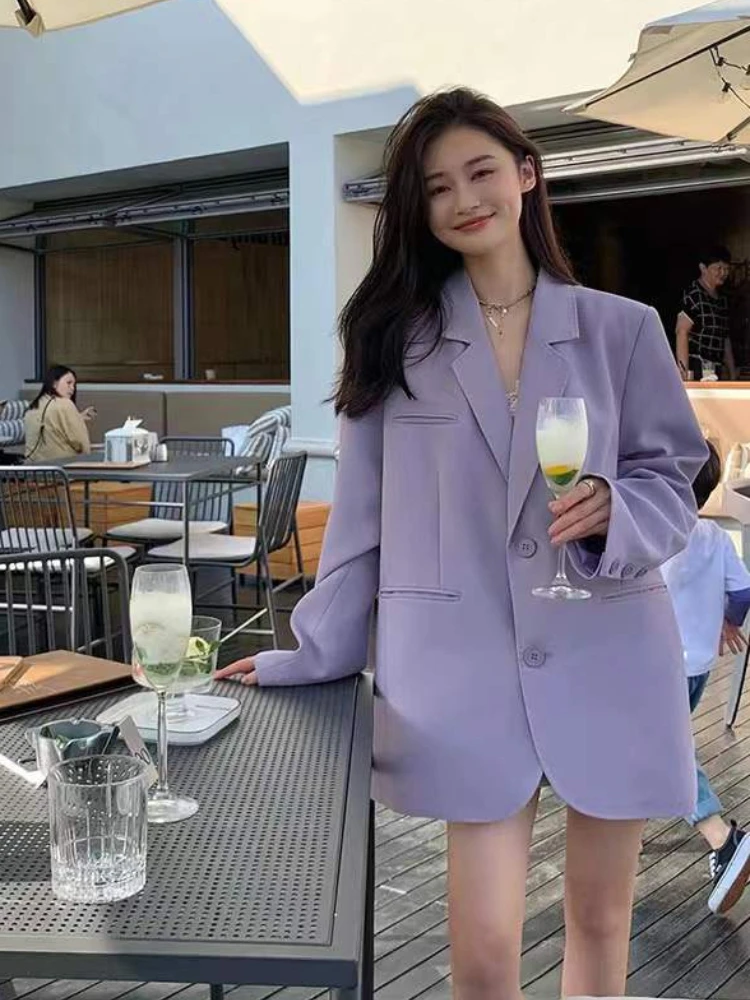 Пурпурный женский пиджак новинка 2022 корейский стиль большой размер дизайнерский