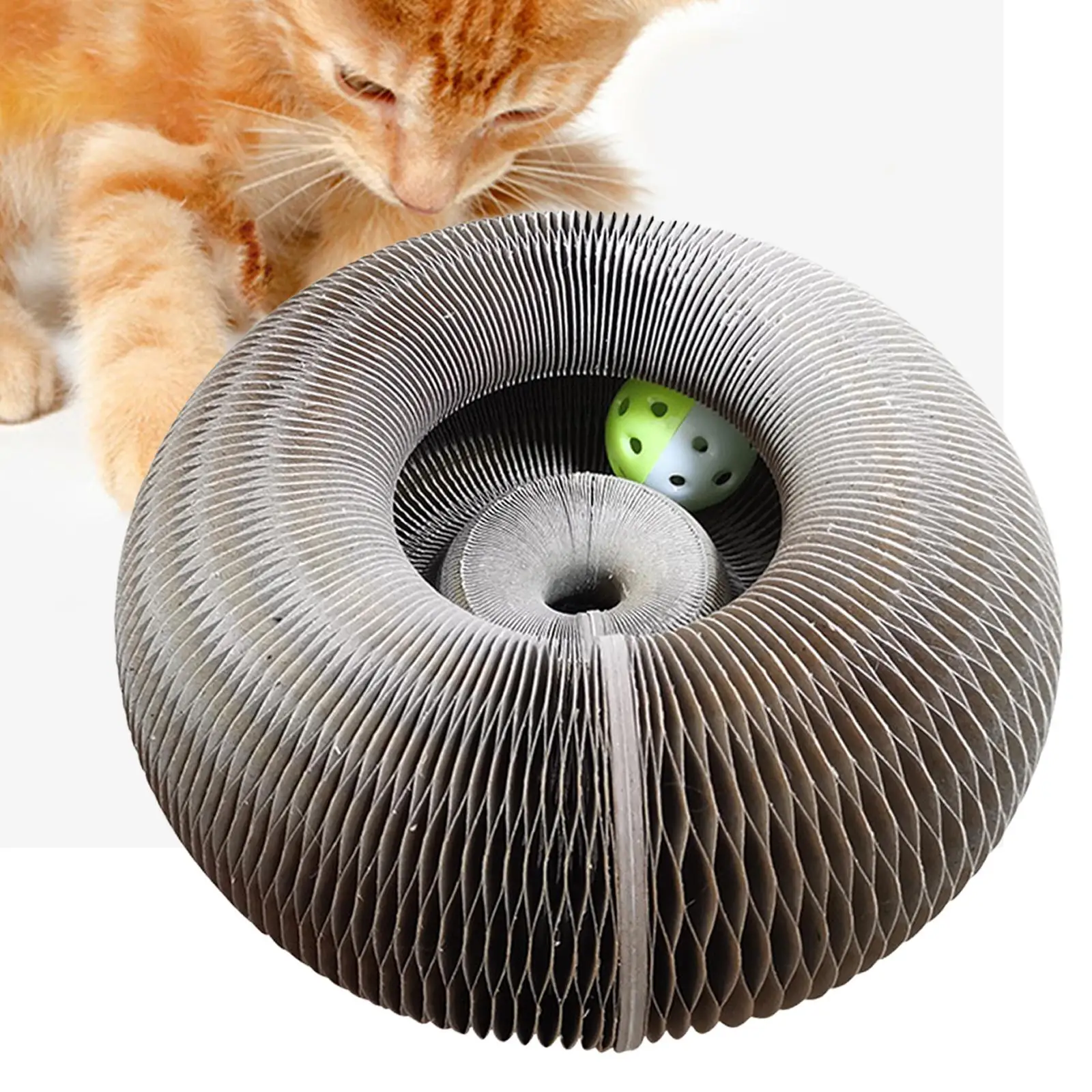 

2in1 Cat Cardboard Corrugated Scratcher Grinding Paws Recyclable with A Toy Bell Ball Organ Cat Scratching Board for Furniture